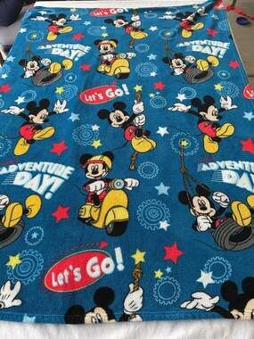 Disney Mickey Mouse Blue Baby Blanket Adventure Day Vespa Rope Swing Fleece